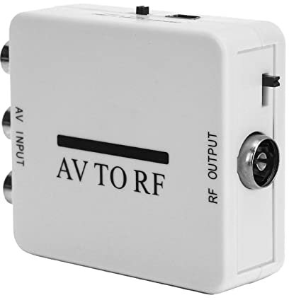 Goshyda Adaptador a RF, convertidor de Video Mini Adaptador de Audio Amplificador de TV Adaptador AV CVSB a RF con Baja pérdida, para TV, grabadora de DVD, etc.