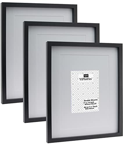 27,9 x 35,6 cm, schwarze Galerie-Bilderrahmen, 3er-Set mit doppelten Passepartouts für A4 und 17,8 x 12,7 cm, schwarze Galerie-A4-Bilderrahmen, 3 Packungen für die Wandmontage.