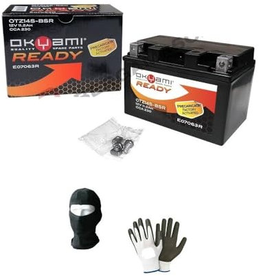 Compatible avec Yamaha FZ1-N/NA 1000 2006-2015 Batterie déjà prête à être chargée scellée OKYAMI OTZ14S-BSR Batterie active 11,2 Ah ampères 12 V 150 x 87 x 110 mm