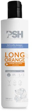 PSH Long Orange – Hundeshampoo Feuchtigkeits- und Nährpflege für langes Fell – Mit Meereskollagen und Glyzerin – Für alle Rassen – Vegan – 300 ml