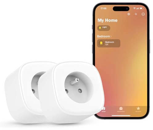 Meross - Toma conectada (tipo E), juego de 2 enchufes WiFi compatibles con Apple HomeKit, Alexa, Google Home, 16 A, toma inteligente con control de voz, control remoto y función de tiempo