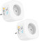 Meross Prise Connectée (Type E), Lot de 2 Prises WiFi Compatibles avec Apple HomeKit, Siri, Alexa, Google Home, 16A Prise Intelligente avec Commande Vocale, Contrôle à Distance et Fonction de Temps
