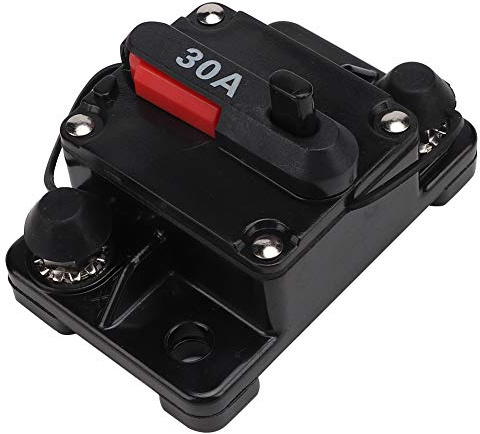 BOROCO Schutzschalter, 12V Auto Stereo Audio Rückstellbarer Inline Leistungsschalter Selbstwiederherstellungssicherung Für Trolling Motor Auto Marine Boot Auto Stereo Audio(30A)