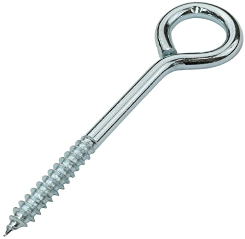 AERZETIX - C57942 - Juego de 25 ganchos para atornillar Ø5x50mm - cáncamos autorroscantes cerrados - tornillos de ojo - en acero - color plata