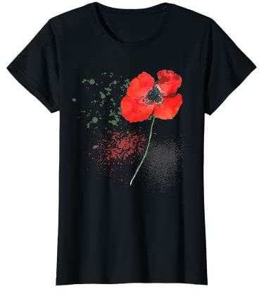 Femme Peinture aquarelle coquelicot Art T-Shirt