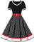 Rockabilly Kleider Damen 50er Jahre Petticoat Kleid Vintage Audrey Hepburn Kurzarm V-Ausschnitt Polka Dot Swing Coctailkleid Hochzeit Gast Festlich Knielang Sommerkleid Abendkleid Schwarz S