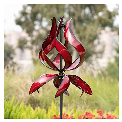 Cyan Oasis Yard Garden Windspiel – Große Tulpe Outdoor Metall Windspiel mit Pfahl, Yard Art Rasen Garten Dekor (48,3 cm B x 221 cm H)