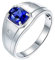 Herren Ring, Schlichte Ringe 18 Karat (750) Weißgold mit 1,1ct Blau Ovalschliff Tansanit Größe 47 (15,0)