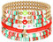 Emibele Heishi Surfer Armbänder Set, 7PSC Regenbogen Armbänder Ton Disc Perlen Polymer mit Happy Perlen Elastisches Seil Armband Set, Boho Perlen Armband Sommer Strand Armband für Frauen Mädchen