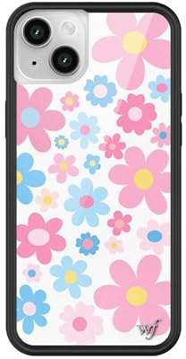 Wildflower Schutzhülle – Baby Bloom, kompatibel mit Apple iPhone 14 Plus, Blumenmuster, Pastellfarben, Rosa, Blau, trendig, niedlich, schützender schwarzer Stoßfänger, 1,2 m Falltest-zertifiziert,