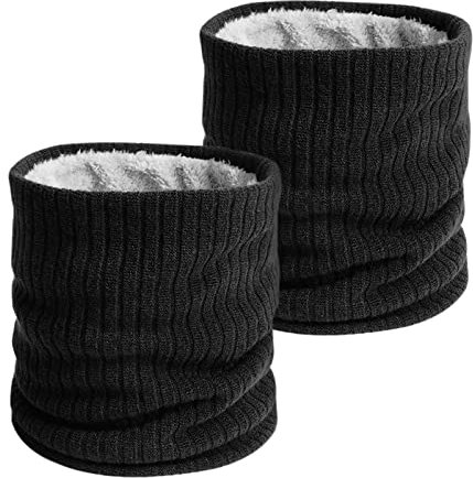 Fleece Halswärmer Schlauchschal Herren Schal Herren Winter Halsschlauch Gesichtsschal Für Männer und Frauen Outdoor Sport, Radfahren, Motorrad, Skifahren 2 Stücke (schwarz)