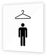 DECOHO - Pictogramme Vestiaires Hommes - Plaque signalétique PMMA - Noir - 9x9 cm, Modèle PL9_VH - Blanc