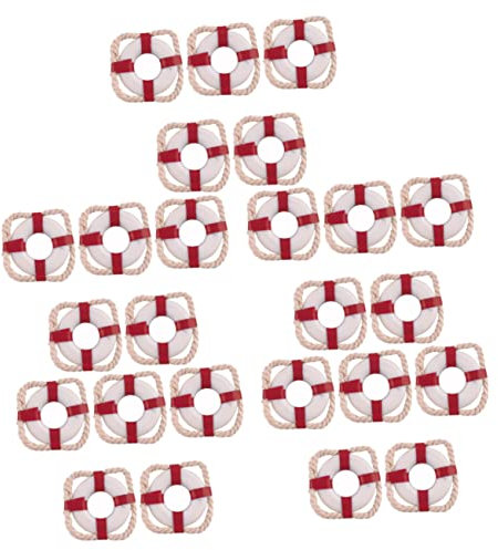 Toyvian 25 STK Mini-rettungsring Modellboot Mini-feenfiguren Strand-kit Puppenhaus-rettungsring Hausverzierung Rettungsringfiguren Feengarten Ornamente Mikro Kuchen Plastik Ob11 Spielzeug