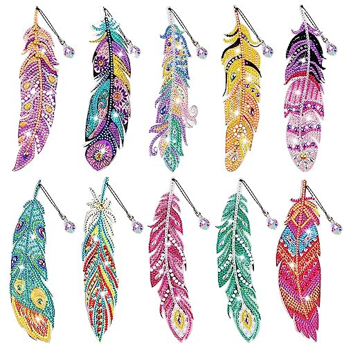5D Diamond Painting Lesezeichen Set: 10 Stück DIY Diamant Malerei Lesezeichen, Beidseitig Strass Lesezeichen, Diamond Painting Kinder Lesezeichen Für Bücher, Schlüsselanhänger, DIY Making Arts Crafts