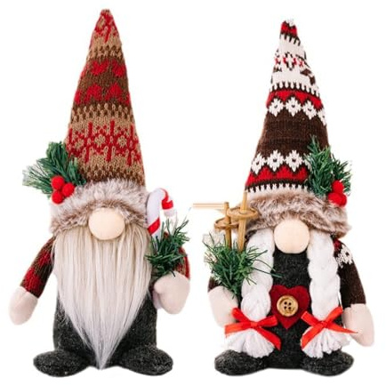 2 Stück Weihnachten Deko Wichtel,Thanksgiving Autumn gestuftes Tablett Dekorationen,Weihnachtsdeko Wichtel Figuren Schwedische Weihnachtszwerg Elfenfiguren für Familie Weihnachten Dekoration