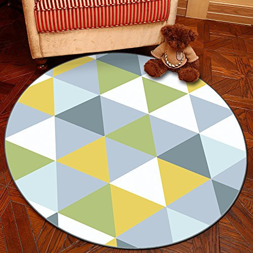 Highdi Teppich Rund rutschfest Schlafzimmer Teppiche, Innenbereich Polyester Runder Teppich fürs Wohnzimmer, Flur, Modern Kinderzimmer, Büro (100cm,Patchwork)