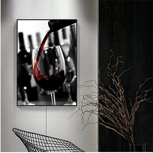 5D DIY Diamant Malerei Bilder Full Drill Set, Rotweinglas-Landschaft Diamant Gemälde Kits für Erwachsene DIY Diamant Kunst Handwerk Diamant Bilder für Heimdekor Wand 35x45cm
