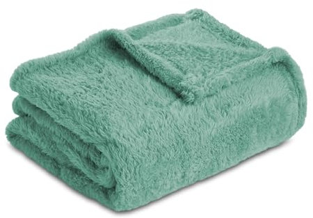 Homebliss Coperta Plaid in Pile 130 x 150 cm, Coperta Singola Flanella- Coperta Oeko-TEX®, Coperta in Pile per Divano e Letto, Lenzuolo Sopra Flanella,Coperta Morbida-Verde Acqua