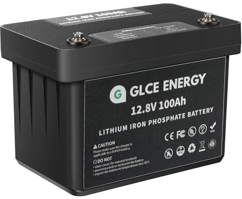 GLCE ENERGY 12V 100Ah LiFePO4 Batterie, 1280Wh Lithium Akku, 100A BMS,4000~15000+ Mal Tiefzyklus und BMS Schutz, für HeimSolaranlage, Camping, RV, Boote