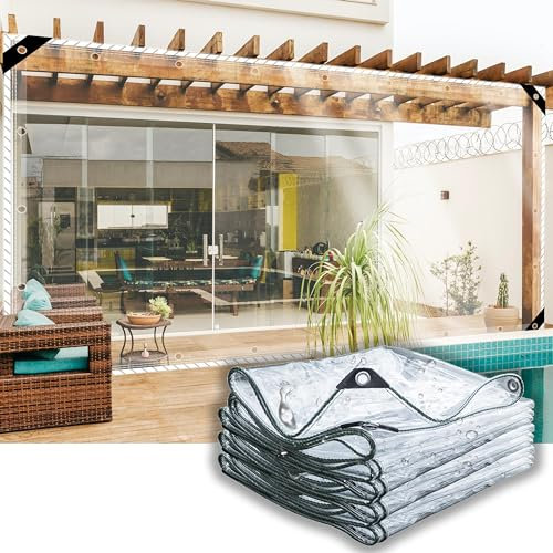 SSFMSF Transparente Plane, Transparente Plane Mit LöChern Durchsichtig Seitenteile Pavillon Plane Wetterfest füR Den AußEnbereich Faltbar Uv-BestäNdig Pflanzenisolierung. (3 * 18.5m|400g/m²)