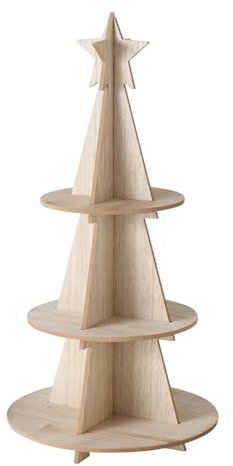 ReWu Etagere Weihnachtsbaum Caleo 3-Etagen Weihnachtsdekoration Weihnachten Christmas Holz Stern Küche Deko Ablage Tischdekoration 30 x 61 cm