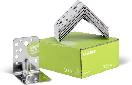 Alberts 335250 Schwerlast-Winkelverbinder mit Sicke | Edelstahl | 90 x 90 x 65 mm (Packung mit 5)