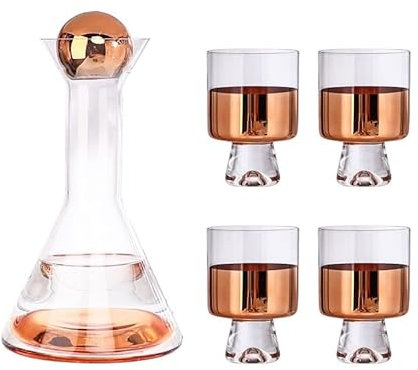 Whiskey Dispenser Wine Glass Set Red Wine Decanter Crystal Glass Cool Kettle Triangle Cup Wine Set Gift Box (Color : A, Size : One Size)