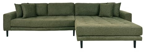 möbelando Ecksofa >Lido< in Olivgrün, Stoff - 290x76x92cm (BxHxT)