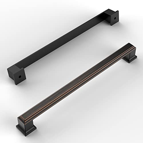 Amerdeco 6 Stück Möbelgriffe Öl rieb Bronze 192 mm Lochabstand Schubladen Zinc alloy Griffe für Küchenschränke Schrankgriffe Schubladengriffe Türgriffe für Küchenschränke Kleiderschrank UK0022