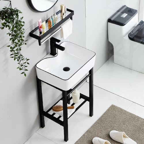 Badezimmer-Waschbecken, Keramik-Waschbecken Zur Wandmontage Und Aufsatzwaschbecken, Kratzfestes Waschbecken Mit Halterung for Kleine Wohnungen, Garten, Bars (Farbe : White,