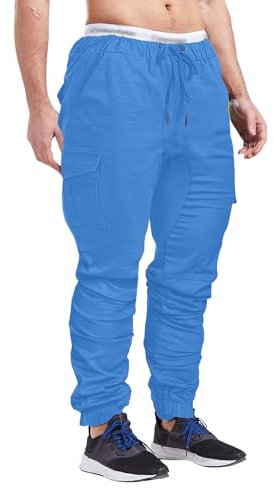 Generisch Baggy Cargohose Herren Trousers Schlupfhosen Sporthose Cargo Chino Breite Hosen Arbeitsoverall Jagdhose Rot M