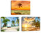 Piy Painting 3x Tableau sur Toile Paysage, Plage en bord de mer, coucher de soleil, Impression sur Toile Cocotier, Art mural pour Salon Salle de bain Bureau Décoration Murale 40x30cm, Cadre Intérieur
