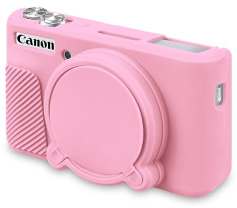 BOVKE Silicone Camera Case for Canon PowerShot SX740/ SX730 Digital Camera, SX740 Camera Soft Case Cover Rubber Camera Sleeve with Removable Lens Cover, Pink