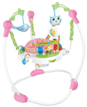Amagogo Transat Interactif pour Bébé Activités de Découverte pour Bébé Rotation à 360° Centre de Jeu Interactif pour Les Tout-petits de 6 Mois et Plu, Rouge