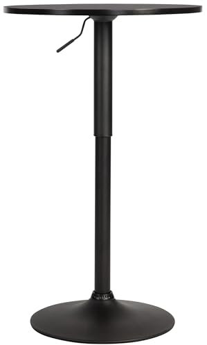 CLP Stehtisch Lamoni höhenverstellbar drehbar mit Metallgestell I Bistrotisch für Bar & Events I Tischplatte Ø 60 cm I Ideal mit Hussen & Deko, Farbe:schwarz/schwarz, Form:rund
