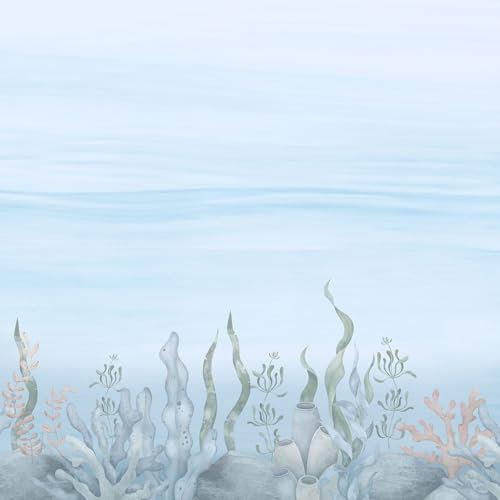 UNIK Nordic Vliestapete BxH: 350x280 cm mit Kinder und Baby XXL Motiv, Kindertapete mit Meeresboden, Unterwasser Design, Fototapete für Kinderzimmer, Premium Foto Tapete mit 180g/m2 Stärke