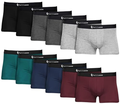 Fullluwaa Boxer Uomo da 12 Pezzi，Mutande Uomo Confortevolezza, Elasticizzato, Traspirabilità, Resistente, Boxer Uomo Cotone (Taglia S - 4XL)