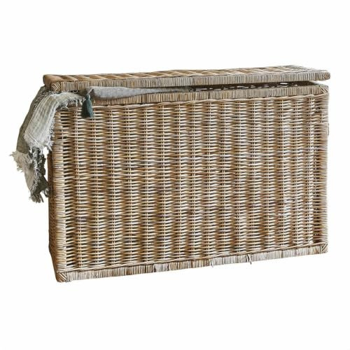 Loberon Truhe East Ryde, grau/braun | handgeflochten, seitliche Griffe, natürlicher Charakter, Zeitloses Design, Aufbewahrung, Mahagoniholz, Rattan, Jute