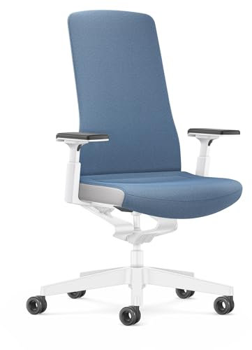 Interstuhl Bürostuhl Pure Interior Edition - Der Schreibtischstuhl der Sich an Gewicht und Bewegung anpasst - ergonomische Smart-Spring Technologie - Made in Germany (4D-Armlehne, Blau | Weiß)