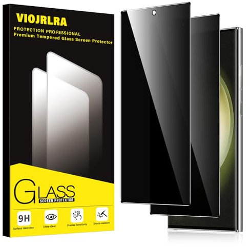 Viojrlra Verre Trempé Anti-Espion pour Samsung Galaxy S23 Ultra 5G 2 Pièce, 9H Dureté Privacy Anti-Spy Film en Verre Trempé, Anti-Rayures Confidentialité Protection Verre Anti-Espion, Sans Bulles