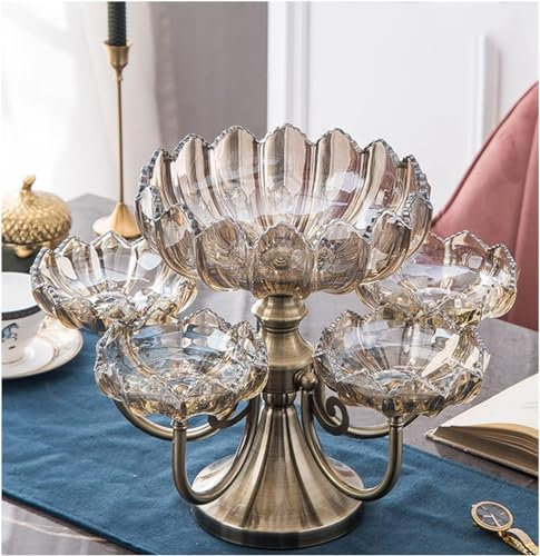 QXWDTW Fruit Bowl,Fruit Basket, Crystal Glass Multi-Layer Fruit Plate Home Living Room Coffee Table Creative Light Luxury Divided Snack Candy Plate