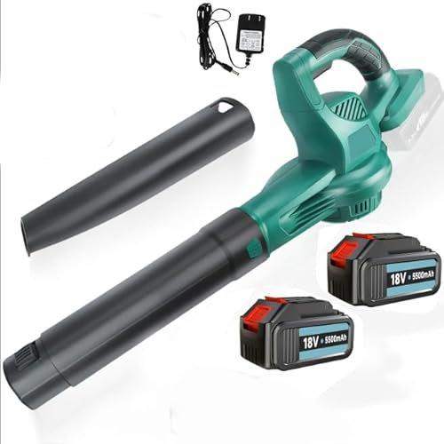 Cordless Leaf Blower 18V 190MPH For Makita Battery, 500W Portable Handheld Leaf Blower with 2Pcs 5,5AH Battery, Extension Tubes,Variable Speed,For Garden Leaves/Debris/Grass Cuttings