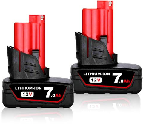 2 Stück 7,0 Ah 12 V Lithium-Ionen Ersatz für Milwaukee M-12 Akku Kompatibel mit Milwaukee 12 V Akku-Werkzeuge 48-11-2411 48-11-2420 48-11-2401 48-11-2402 48-11-2430 48-11-2440