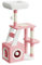 Dogat Cat Tree, 107cm Cat Tree Tower, Cat Climbing Frame with Scratching Post, Multi-Level Cat Activity Centre, Play House Furniture for Small and Medium Cats, Pink and White