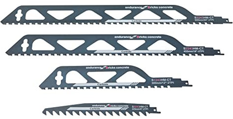 Masonry Reciprocating Saw Blade 225/300/455/505mm Industrial Masonry Reciprocating Saw Blade Brick Concrete Blue Universal Cutting Recip Sabre Saw Blade for Cement Composite Panels Bricks Wood