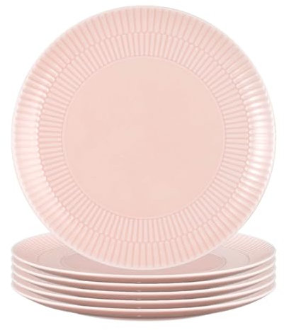 Seltmann Weiden Amina Rosé Frühstücksteller 6er Set, 23 cm, Runde Kuchenteller mit dezentem Relief-Muster, Spülmaschinen- und Mikrowellenfest, Porzellan, Rosa