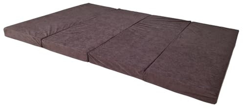 Natalia Spzoo breite Faltmatratze 180 x 120 x 8 cm Klappmatratze mit Schaumstoffkern & abnehmbarem Bezug klappbare Schlafmatte (1021 Braun)