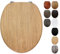 Fanmitrk Toilet Seat Oak Wooden, MDF Moulded Wood Toilet Seat with Adjustable Zinc Alloy Hinges with Bottom Fixings, Easy to Clean and Install (JHE100-1-02)