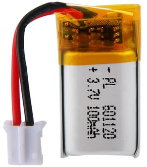 Batterie LiPo 3,7V 100mAh 601120 avec câble JST – Batterie lithium polymère rechargeable pour enceintes Bluetooth, projets DIY et appareils électroniques