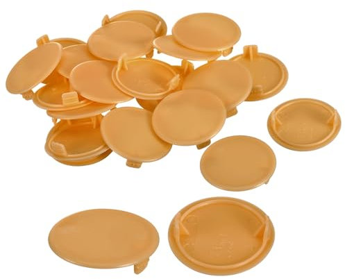 sourcing map 60Pcs Hinge Hole Covers, 35mm(1 3/8) Dia Plastic Concealed Hole Cover Round Flush Type Caps for Furniture Cabinet Cupboard, Orange